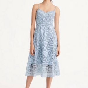 J. Crew | Light Blue Daisy Lace Midi Dress | size 4 Petite